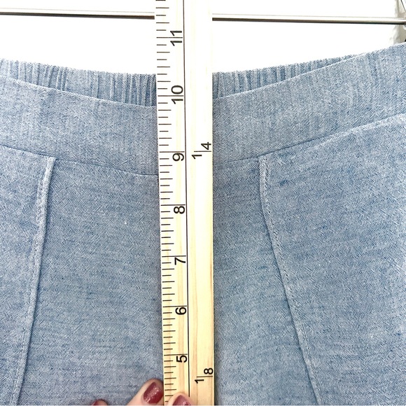 DREW Whitney Tulip Linen Pants Slit Wide Leg Festival Blue Size Petite Small SP - Picture 8 of 12
